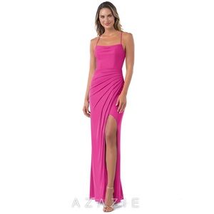 NWT Fuchsia Gown with slit by Azazie size 8